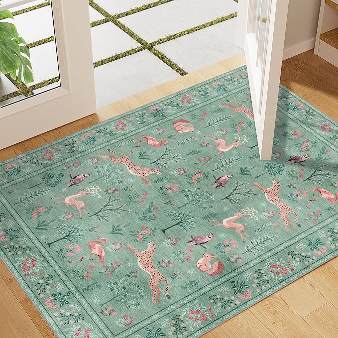 DUKINO 2x3 Entryway Rug, Washable Door Mat Animal Rug by DUKINO