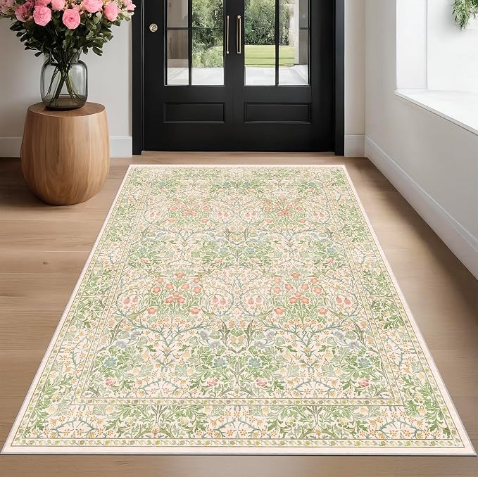 Beige Green 4x6 Washable Area Rug - Image 4