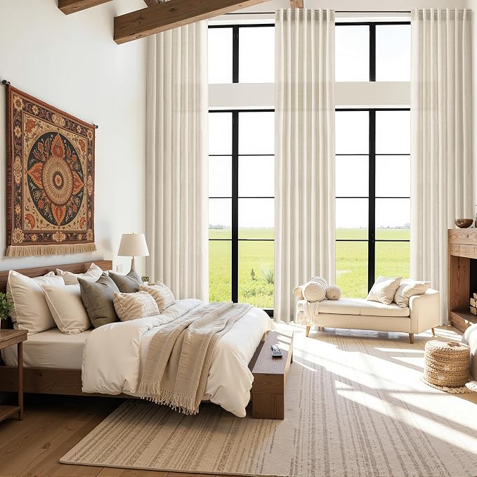 Birch Beige Linen Curtains 132 Inch Length - Image 6