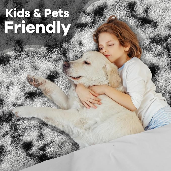 5x7 Black and White Fluffy Soft Area Rug Non-Slip - Image 6