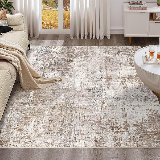 UERMEI Square Area Rugs : Washable 6x6 Neutral Modern Abstract Carpet - Image 10