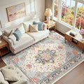 RELEANY Washable Area Rug, Water Repellent, Pet Friendly, Vintage Floral Boho by RELEANY