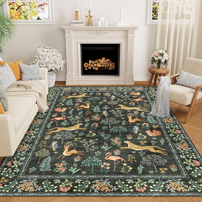 DUKINO 8x10 Area Rugs, Washable Soft Animal Bedroom Rug Non Slip, Low Pile by DUKINO