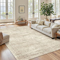 Soalmost 7x9 Area Rug for Living Room Washable Rugs Non-Slip Beige | Low-Pile by Soalmost