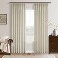 Thick Linen 86 Inches Long Semi Sheer Beige Pinch Pleated Curtains 2 Panels | by Twodrapes