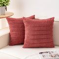 Pack of 2 Corduroy Decorative Throw Pillow Covers 20x20 Inch, Cranberry Red | by Unknown