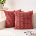 Pack of 2 Corduroy Decorative Throw Pillow Covers 22x22 Inch, Cranberry Red | by Unknown