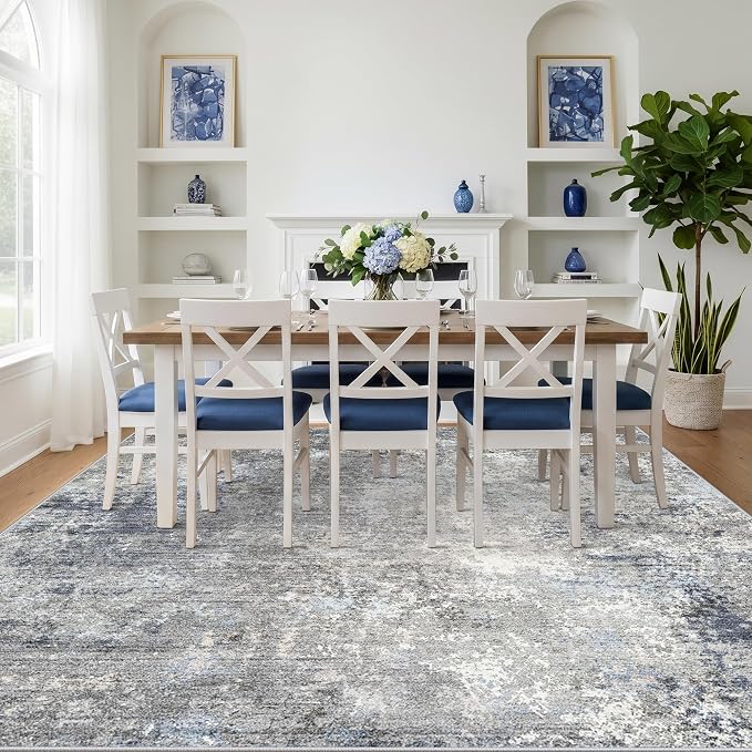 9x9 Square Rug for Living Room Washable Non-Slip, Soft Modern Neutral Carpet - Image 4