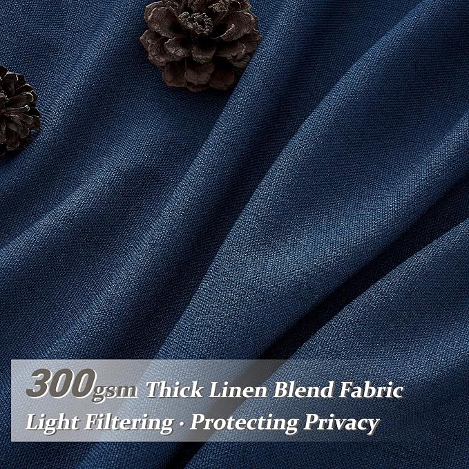 PleatedDrapes Denim Blue Semi Sheer Curtains 90 Inches Long - Image 2