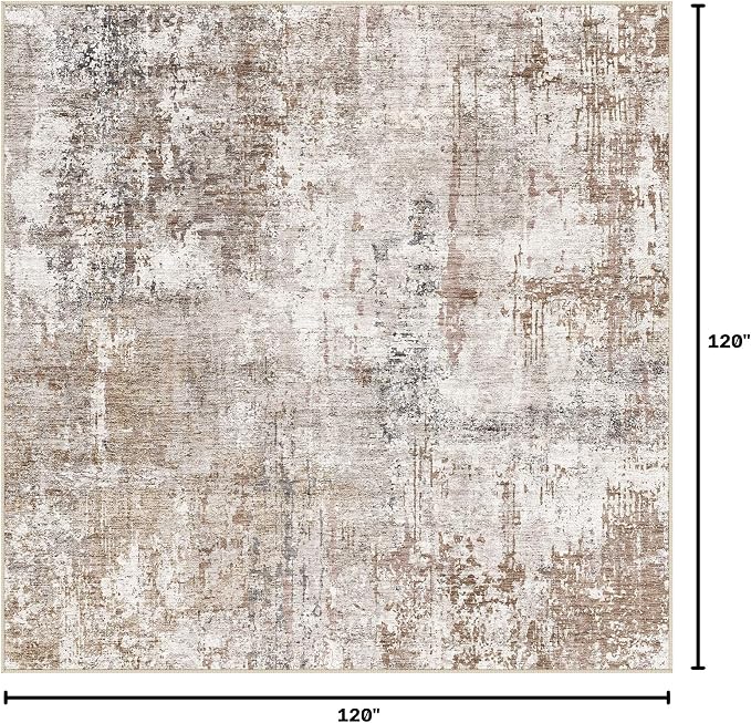 UERMEI Square Area Rugs : Washable 10x10 Neutral Modern Abstract Carpet - Image 2