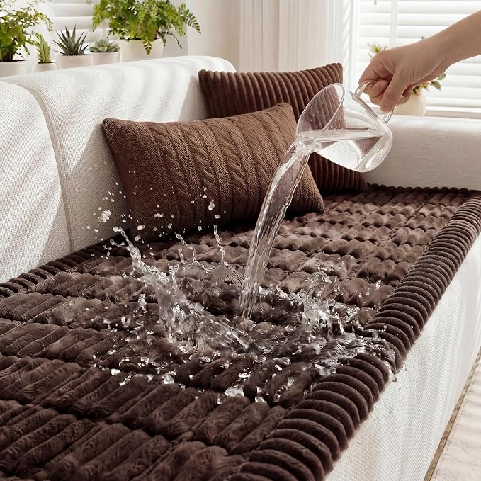 Fixwal Waterproof Flannel Dog Couch Cover, 27.6" x 94.5", Dark Brown | by Fixwal