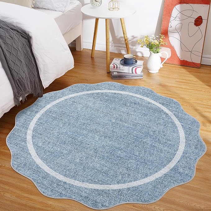 GarveeHome Scalloped Round Rugs 6Ft Washable Area Rug - Image 3