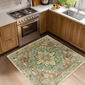 RELEANY Washable Area Rug, Square 4'x4', Brick/Brown/Green | Non-Slip, Water by RELEANY