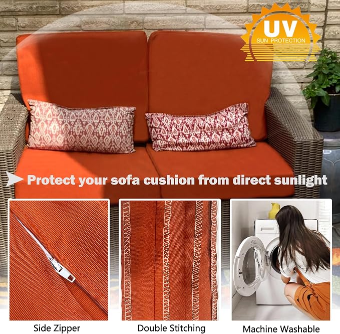 Sqodok Patio Cushion Cover 24x22 inch, Outdoor Seat Cushion Slip Cover - Image 4