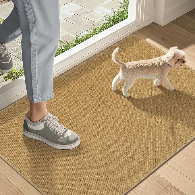 Ultra Thin Indoor Door Mat 17"x29", Non Slip Low-Profile Doormats | Rubber by LEKEEPGO