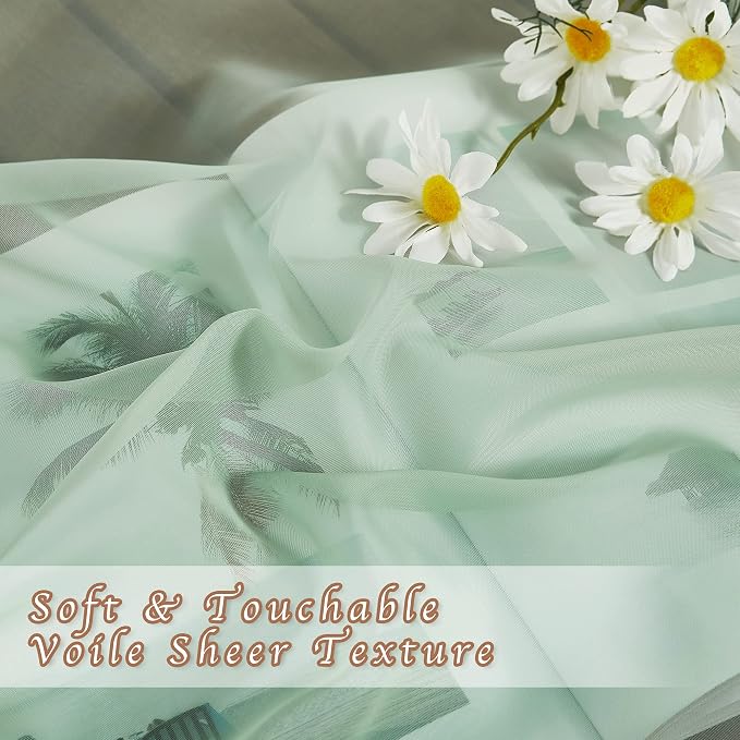 NICETOWN Sage Green Sheer Curtains 90 inch Long 2 Panels Set, Grommet Voile - Image 3