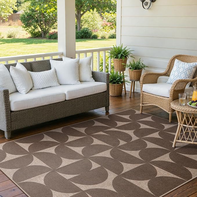 Lahome Tan Outdoor Rug 5x7, Semi Circle Easy Jute Indoor Outdoor Patio Rug | ug - Image 8