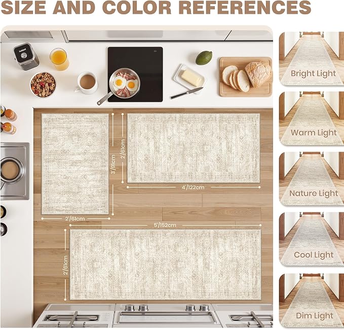 Kitchen Rugs Sets of 2, 2x3 2x4 Rug Runner, Dining Room, Soft Runner Rug - Image 2