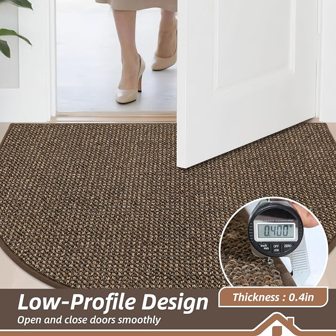 BEQHAUSE Dirt Trapper Door Mat 24" x 36" Half Circle Non Slip Rugs, Absorbent - Image 5