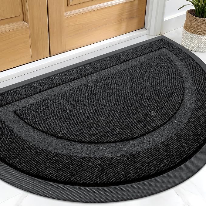 OLANLY Half Circle Front Door Mat Outside 59x34 All-Season Rubber Doormat | Jet by OLANLY