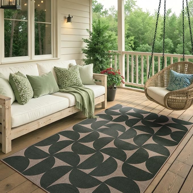 Lahome Green Easy Jute Front Porch Rug, 3x5 Semi Circle Outdoor Rug | Non Slip - Image 8