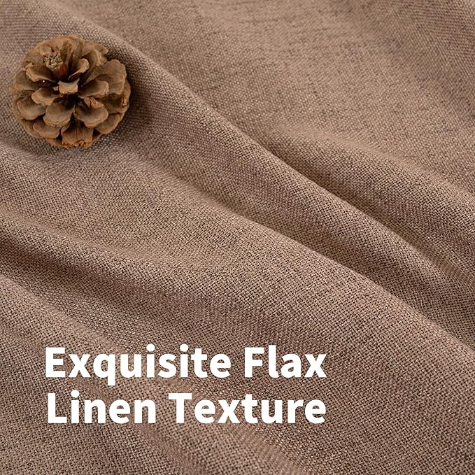 YoungsTex Mocha Brown Linen Semi Sheer Curtains 52 X 72 Inch Length | Light - Image 5