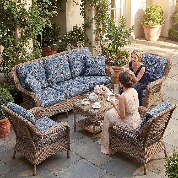 14Pcs Patio Cushion Covers Stretch Outdoor Furniture Protector Slipcovers | - Image 2