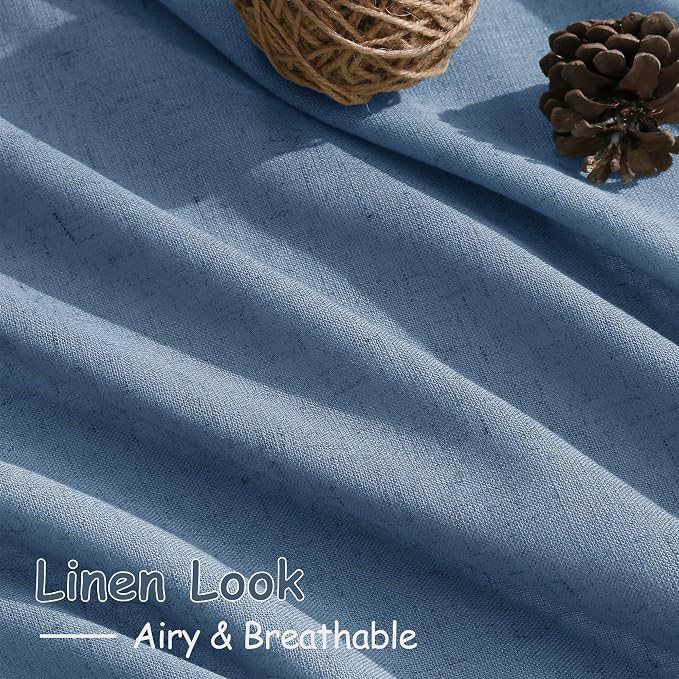 Stone Blue Linen Curtains 84 Inches Long - Image 3