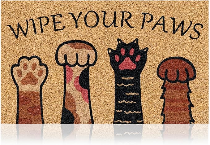 Coir Welcome Mat, Wipe Your Paws, 17 x 29 in | 100% Natural Coir, Anti-Shedding by AmaruDoorMats