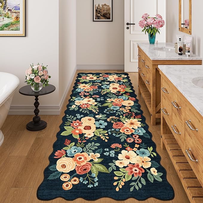 DUKINO 3x8 Kitchen Runner Rug, Floral Washable Rug - Image 3