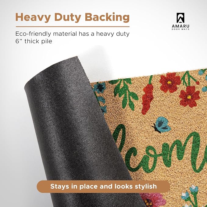 Coir Welcome Mat, 17 x 29 in | 100% Natural Coir, Anti-Shedding, Durable PVC - Image 6