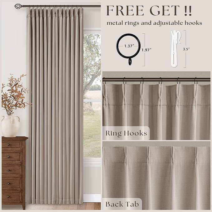 Burlywood Birch 100% Blackout Linen 126 Inch Curtains 2 Panel Set | Linen Pinch - Image 4