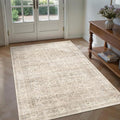 Schweek 3x5 Washable Area Rugs Vintage Floral Non Slip Entryway Rug Beige | by Schweek
