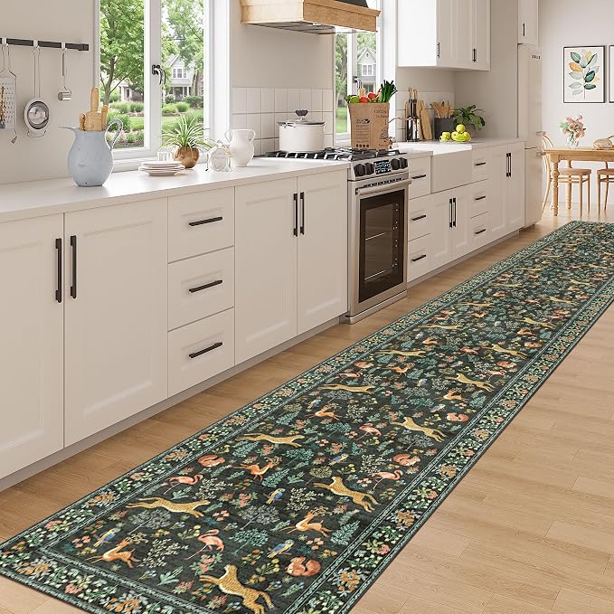DUKINO 3x20 Washable Runner Rug, Non Slip Animal Hallway Runner Rug, Low Pile - Image 3