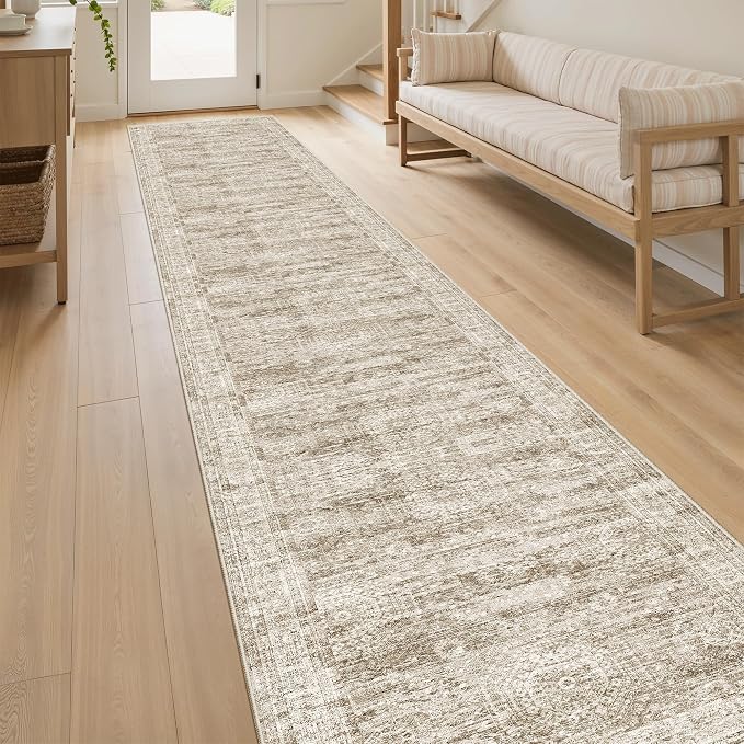 Soalmost Runner Rug 2x10 Washable Non-Slip Hallway Kitchen Runners Brown | - Image 3