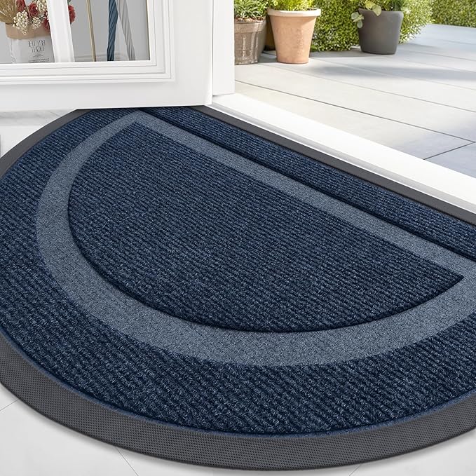 OLANLY Half Circle Front Door Mat Outside 71x47 All-Season Rubber Doormat | Blue by OLANLY