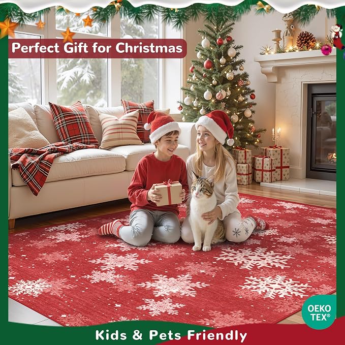 2x5 Christmas Runner Rug for Kitchen, Snowflake Rugs for Bathroom, Washable - Image 5
