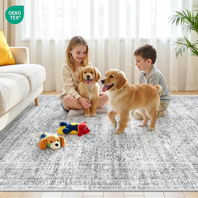 3x5 Rug for Entryway, Washable Area Rug, Living Room, Dining Room, Neutral Rug - Image 9