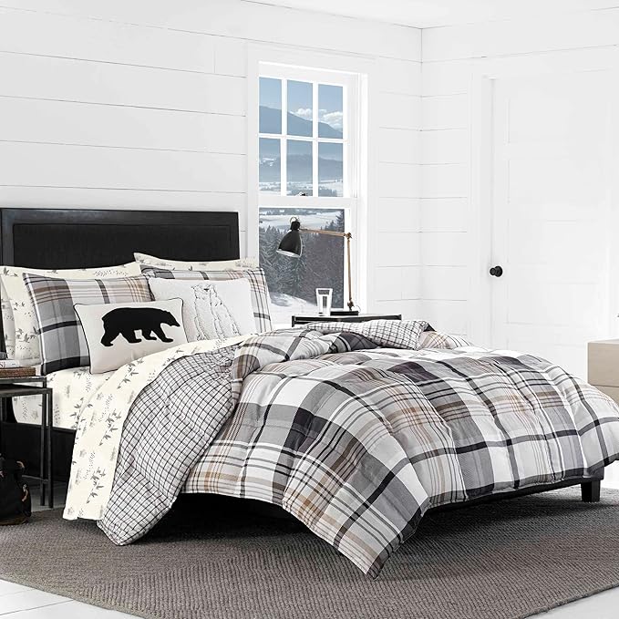 Eddie Bauer - Queen Sheet Set, Warm Breathable Cotton Flannel Bedding with Deep Pockets, Brushed for Extra Softness, Cozy Home Decor, Oeko-Tex Certified (Geese Meadow, Queen)