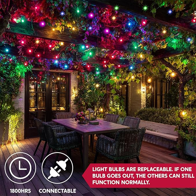 Joiedomi Multicolor Christmas String Lights,100 Count 21.4FT Christmas Fairy Tree Lights Plug in for Indoor Outdoor Xmas Decorations Patio Holiday Theme Party Yard House,Green Wire