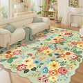 DUKINO 8x10 Area Rug for Living Room, Floral Washable Rug Non Slip, Low Pile by DUKINO