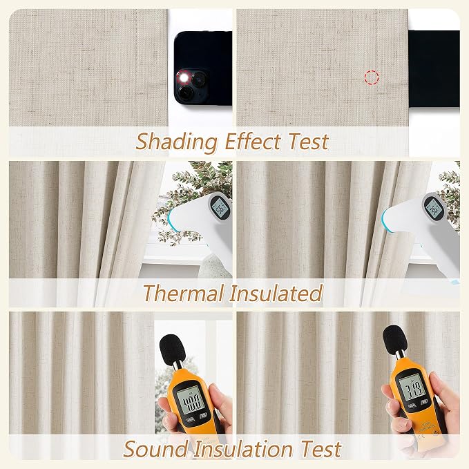 Extra Long 100% Blackout Linen Curtains - Image 5