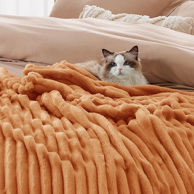 Bedsure GentleSoft King Blanket for Couch - Cozy Soft Fall Blankets for Women, Cute Large Throws for Girls, Orange, 108x90 Inches