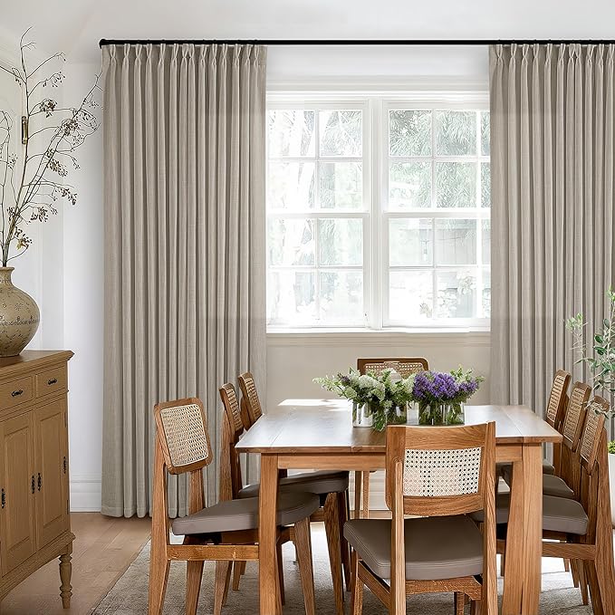 Taupe Burlywood Pinch Pleated Linen Curtains 96 Inches Long | Light Filtering - Image 6