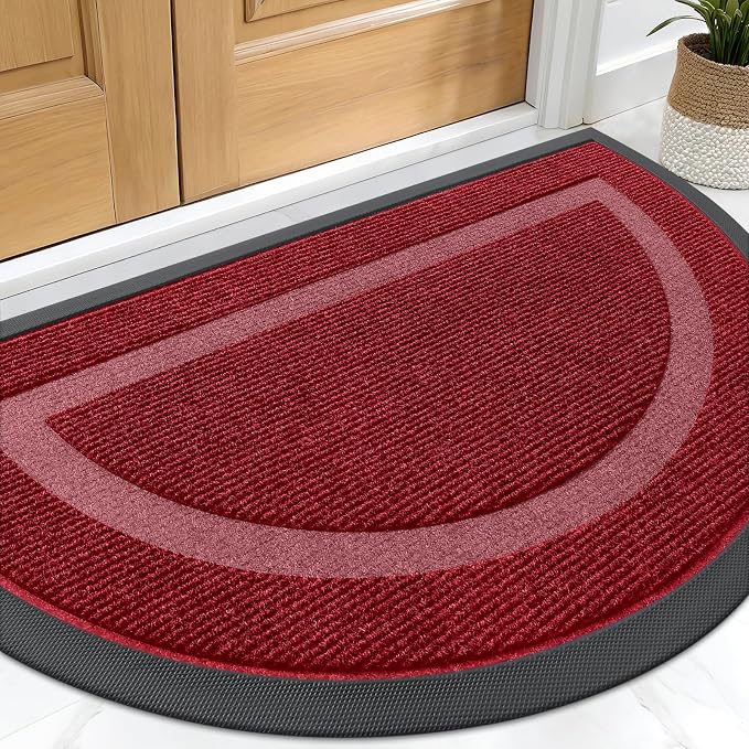 OLANLY Half Circle Front Door Mat Outside 29.5x17 All-Season Rubber Doormat | by OLANLY