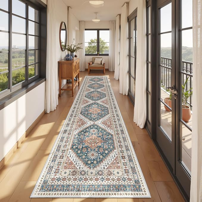 Hallway Runner Rug 2x12 Extra Long Washable Runner, Non Slip Runner by Restydon
