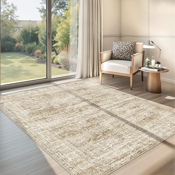3x5 Rug for Entryway, Washable Area Rug, Living Room, Dining Room, Neutral Rug - Image 3