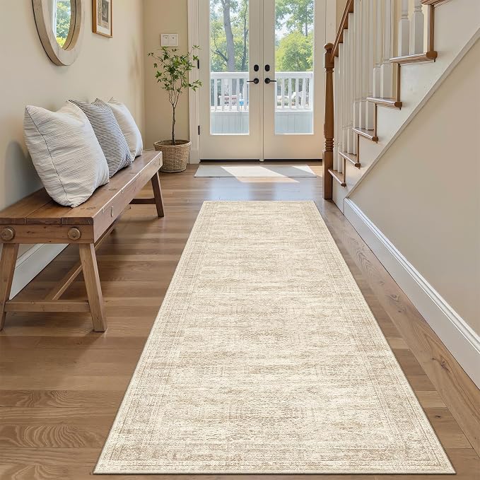 Soalmost Runner Rug 2x6 Washable Kitchen Hallway Runners Non-Slip Beige | Soft - Image 2
