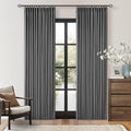 Dark Grey Pleated Thick Linen Blackout Curtains 80 Inches Long by Twodrapes