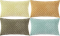 Set of 4 Yellow Olive Aqua Decorative Throw Pillow Covers 12x20 Inch Corduroy by Cozoomy